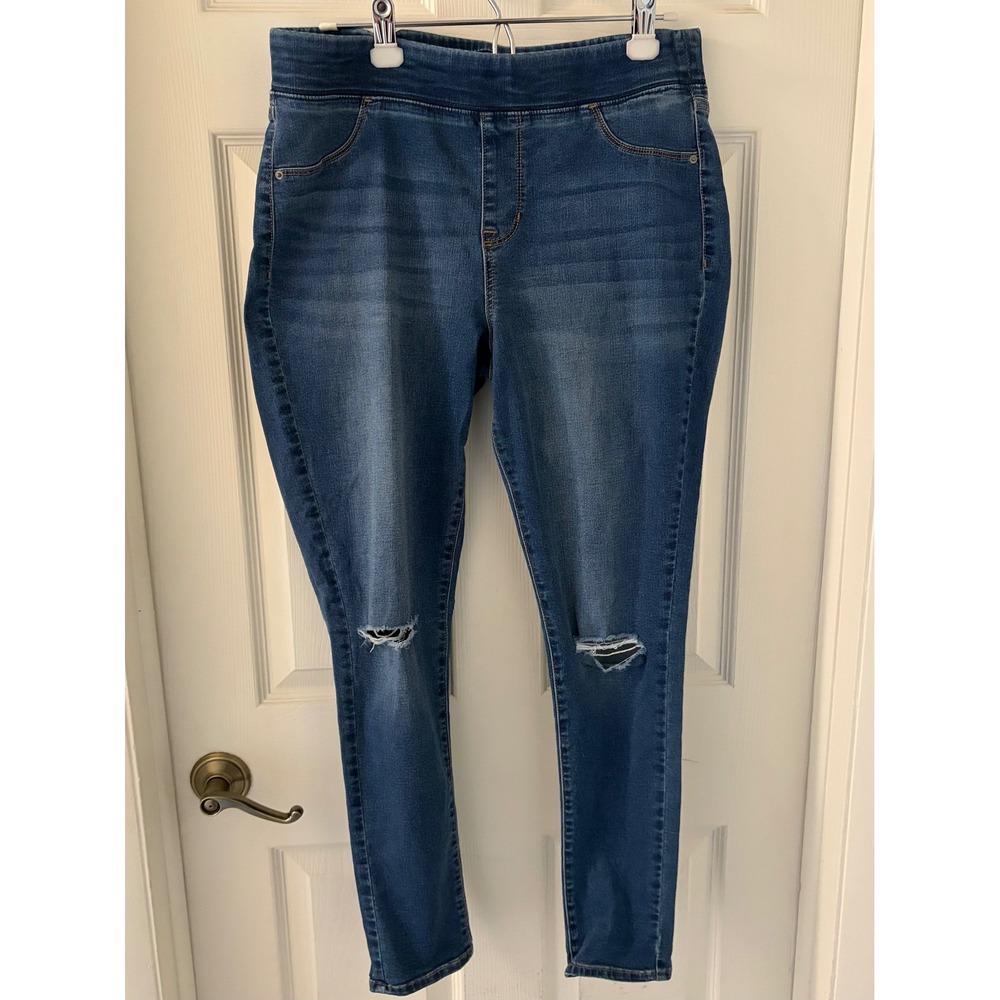 Old Navy Rockstar Women's Mid-Rise Distressed Skinny Jeggings Blue Jeans Sz 14